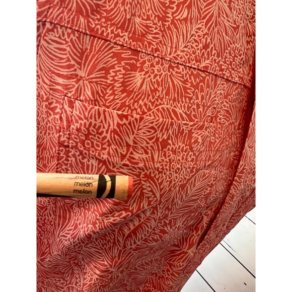 Title Nine Dress Small Botanical Shirtdress Nimblene Zip Pocket TN-200983 Orange - Picture 8 of 16